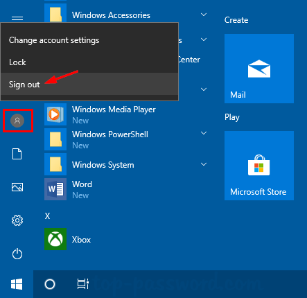 how to logout user account in windows 10